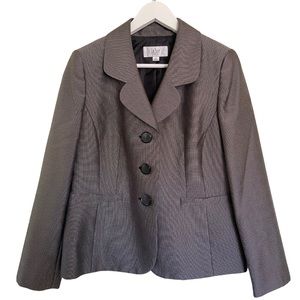 Le Suit Petite Notched Lapel 3 Button Women’s Blazer Suit Jacket Brown 10 Petite